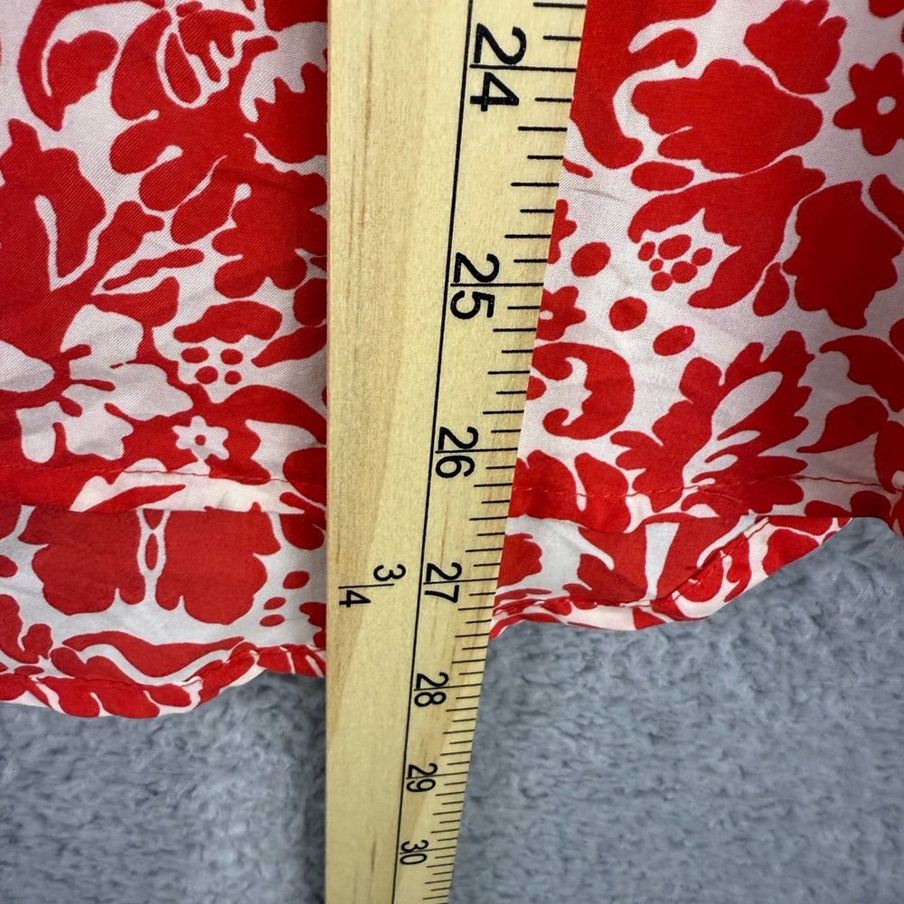 Sundance red floral silk blouse size large preowned - Picture 6 of 10